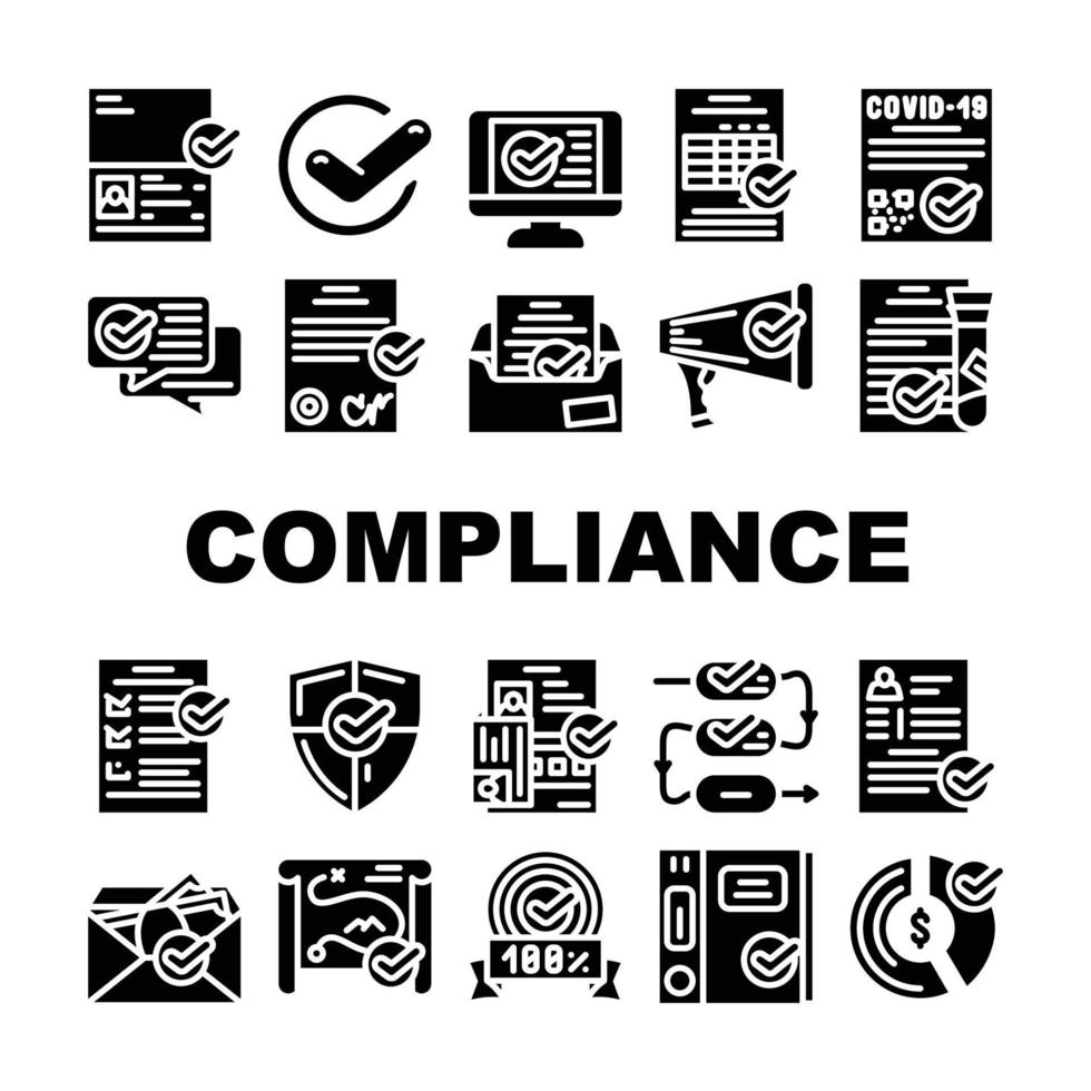 Symbole für Compliance-Qualitätsverfahren setzen Vektor