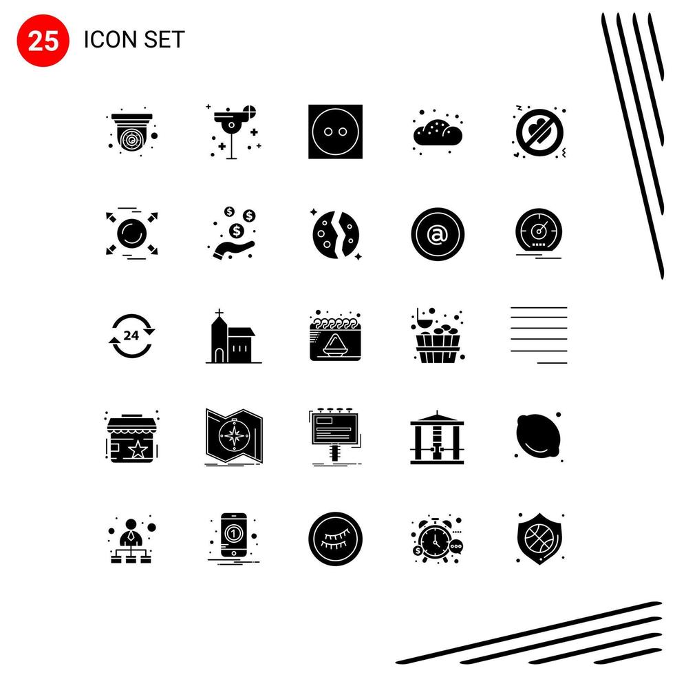 25 kreative Symbole moderne Zeichen und Symbole ohne Liebe Gebäckpflege Brötchen Bäckerei editierbare Vektordesign-Elemente vektor