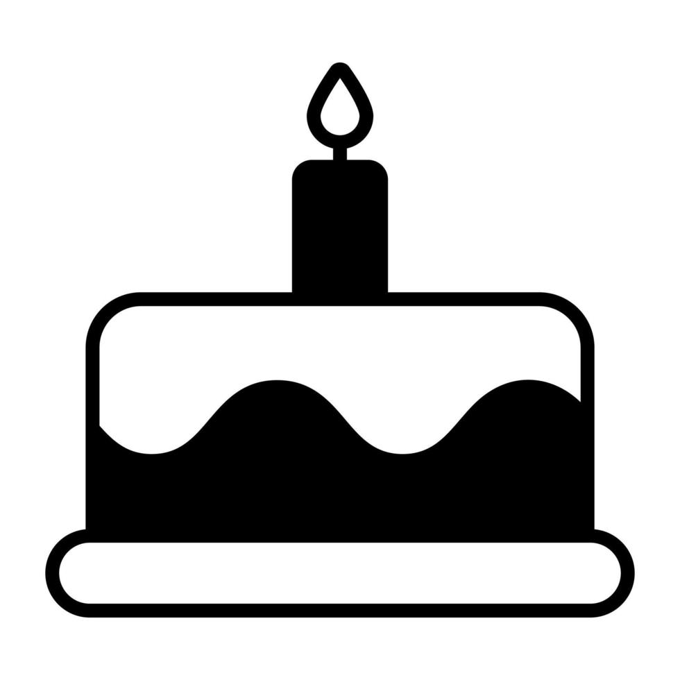 Kuchen mit brennendem Kerzenvektor, Party-Dessert-Symbol vektor