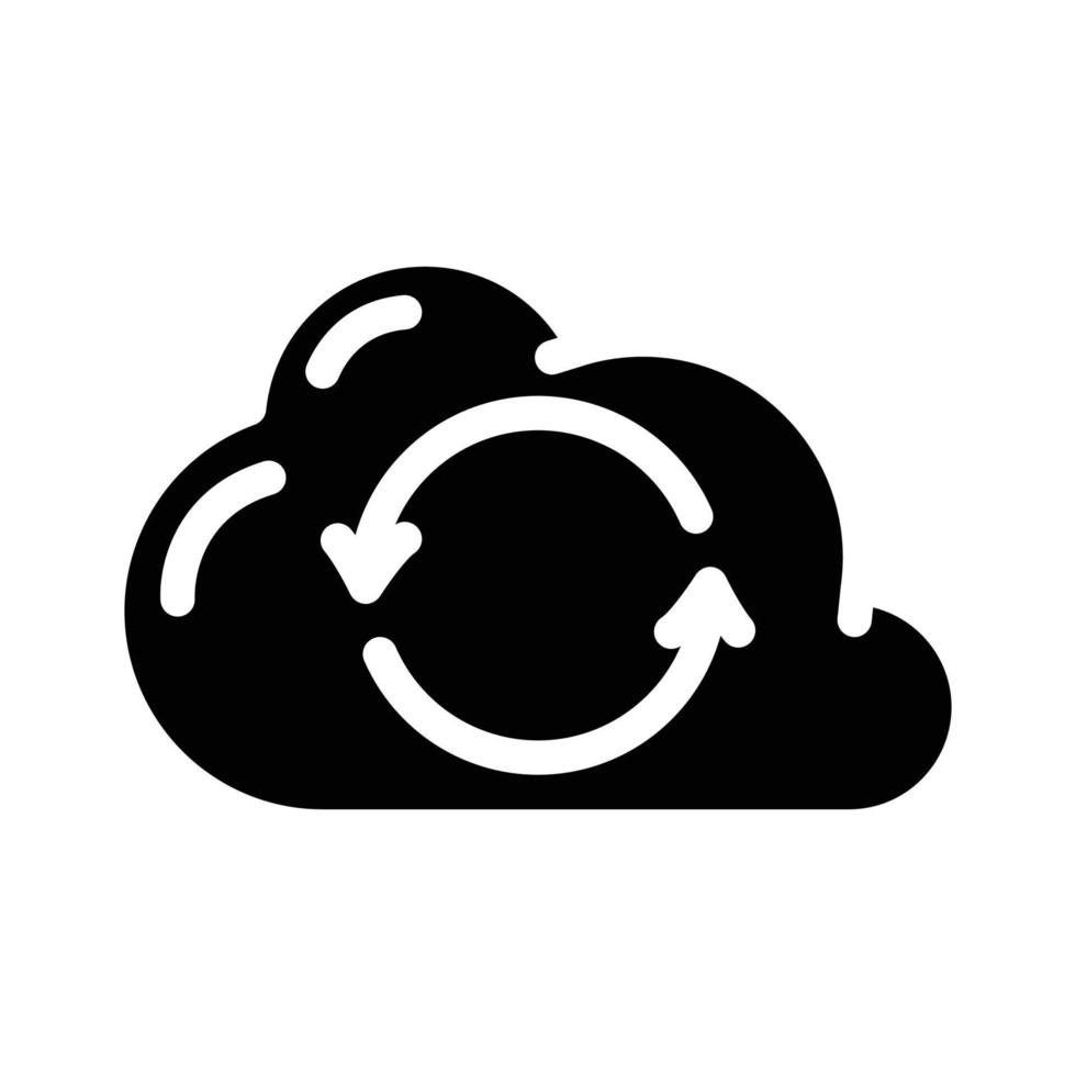 synkronisera fil med moln glyf ikon vektor illustration