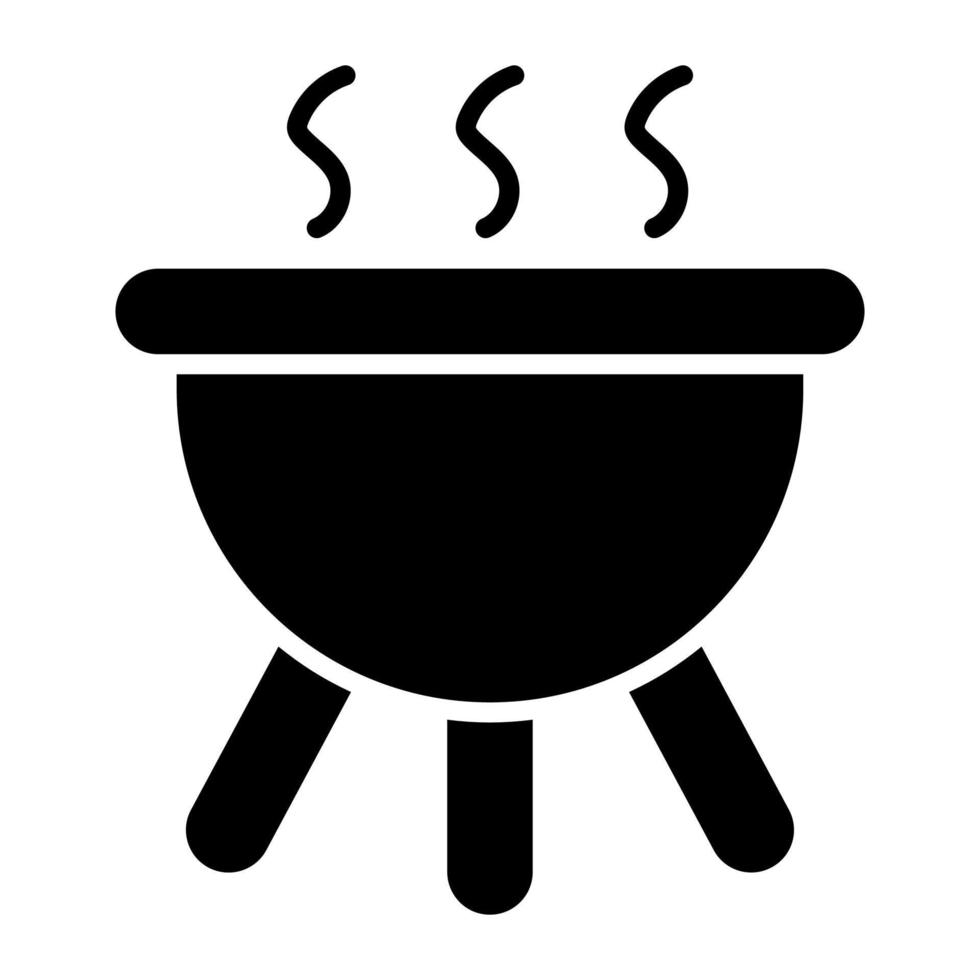ett ikon av utegrill grill, utomhus- utegrill kokkärl vektor