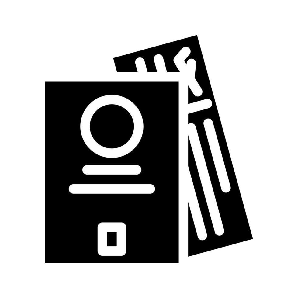 pass resande dokumentera glyf ikon vektor illustration