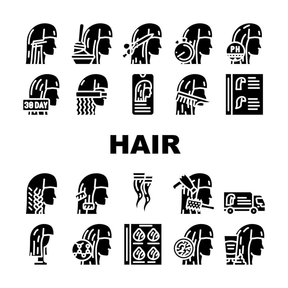 hår salong frisyr service ikoner uppsättning vektor