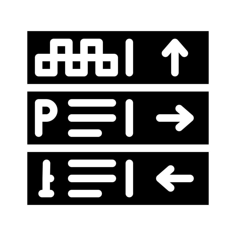 Richtung Flughafen Zeichen Glyphe Symbol Vektor Illustration