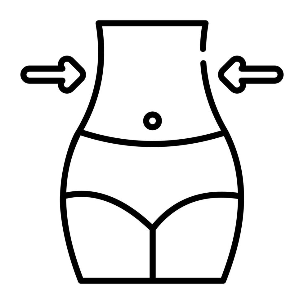 Einwärtspfeil und Bauch zeigen das Konzept des Gewichtsverlustvektors, editierbares Symbol vektor