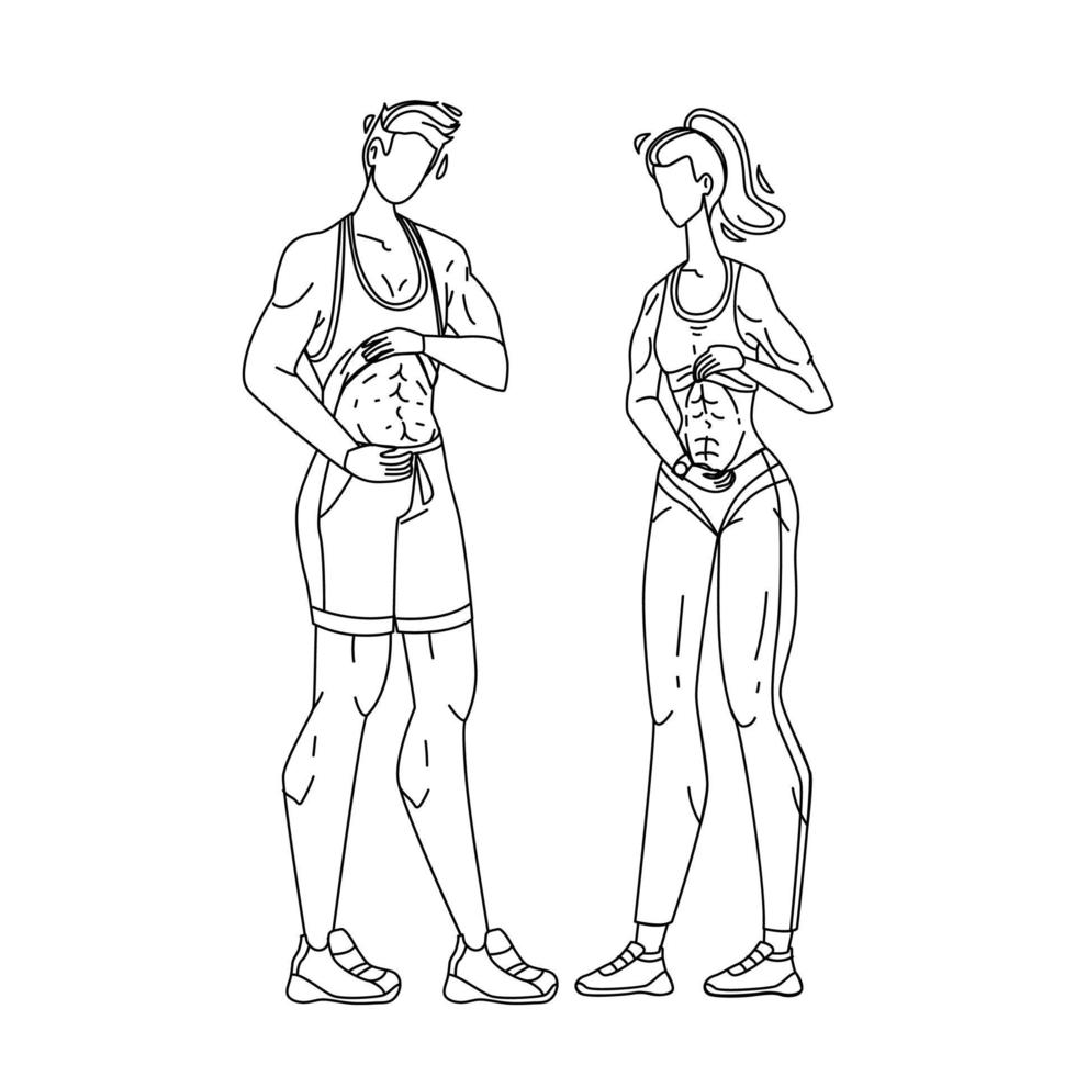 kondition människor som visar magmuskler och platt mage vektor