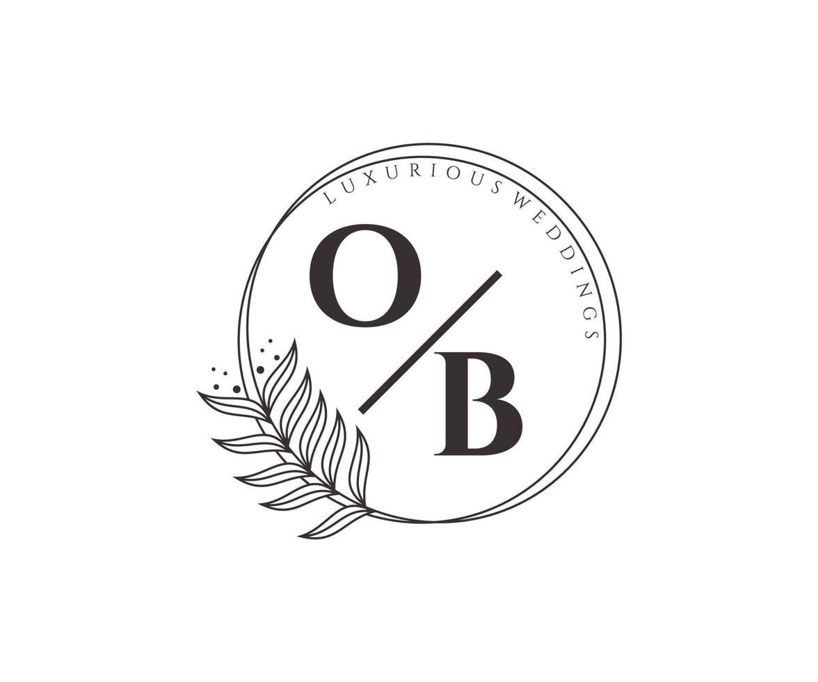 ob initialer brev bröllop monogram logotyper mall, hand dragen modern minimalistisk och blommig mallar för inbjudan kort, spara de datum, elegant identitet. vektor