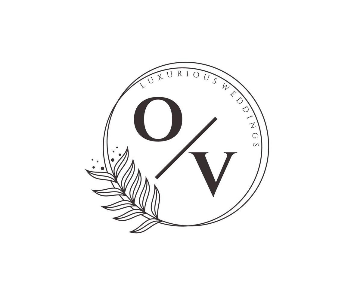 ov initialer brev bröllop monogram logotyper mall, hand dragen modern minimalistisk och blommig mallar för inbjudan kort, spara de datum, elegant identitet. vektor