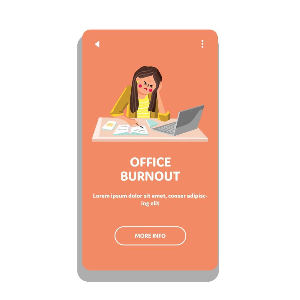 kontor burnout företag kvinna på tabell vektor