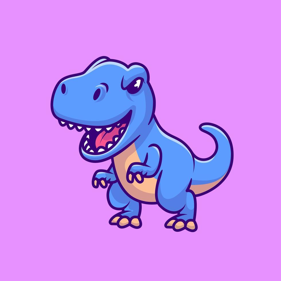 niedliche blaue tyrannosaurus cartoon vektor symbol illustration. Tier-Dinosaurier-Icon-Konzept isolierter Premium-Vektor. flacher Cartoon-Stil