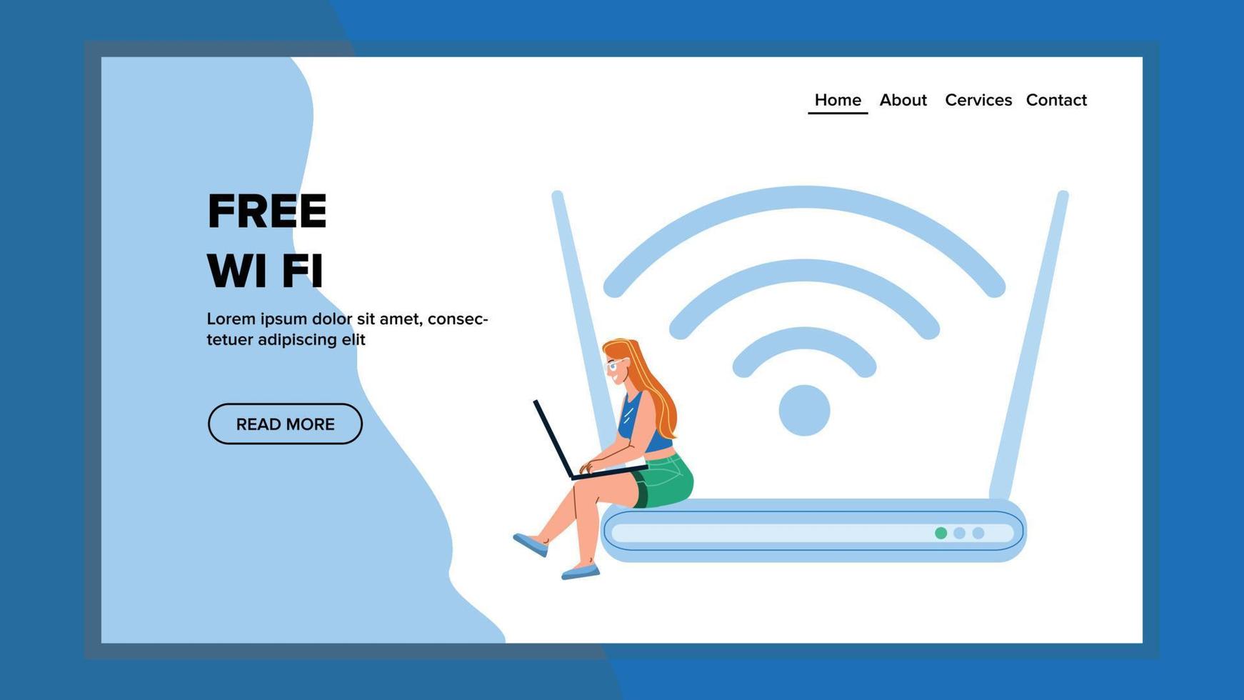 kostenlose Wifi-Nutzungsfrau zum Surfen im Internet-Vektor vektor