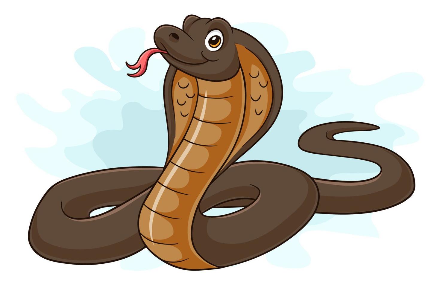 Cartoon lustige Kobra-Schlange isoliert auf weißem Hintergrund vektor