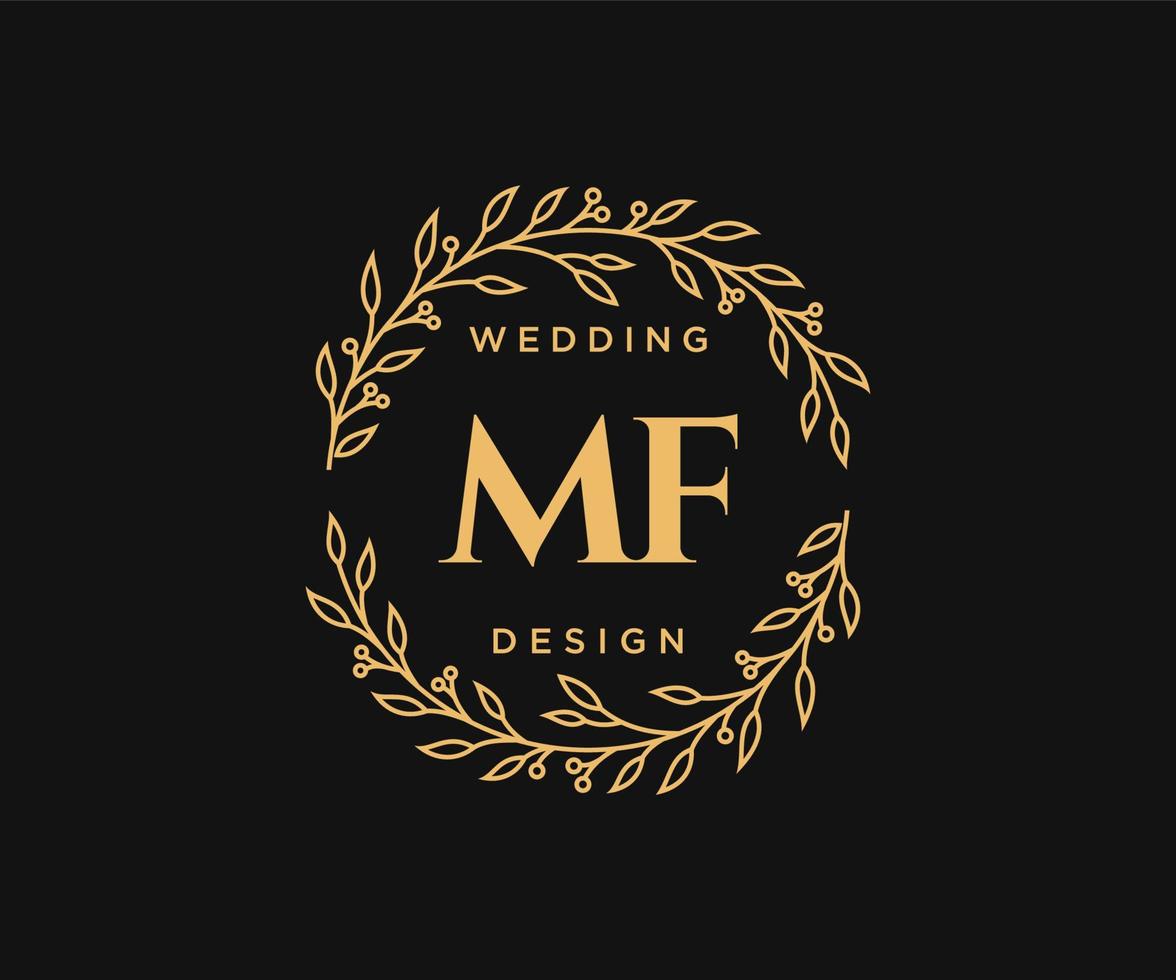 mf initialer brev bröllop monogram logotyper samling, hand dragen modern minimalistisk och blommig mallar för inbjudan kort, spara de datum, elegant identitet för restaurang, boutique, Kafé i vektor