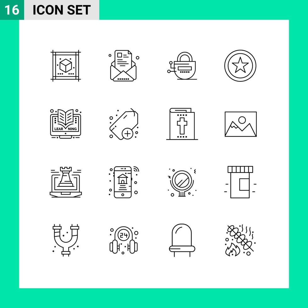 universell ikon symboler grupp av 16 modern konturer av uppkopplad gränssnitt profil favorit server redigerbar vektor design element