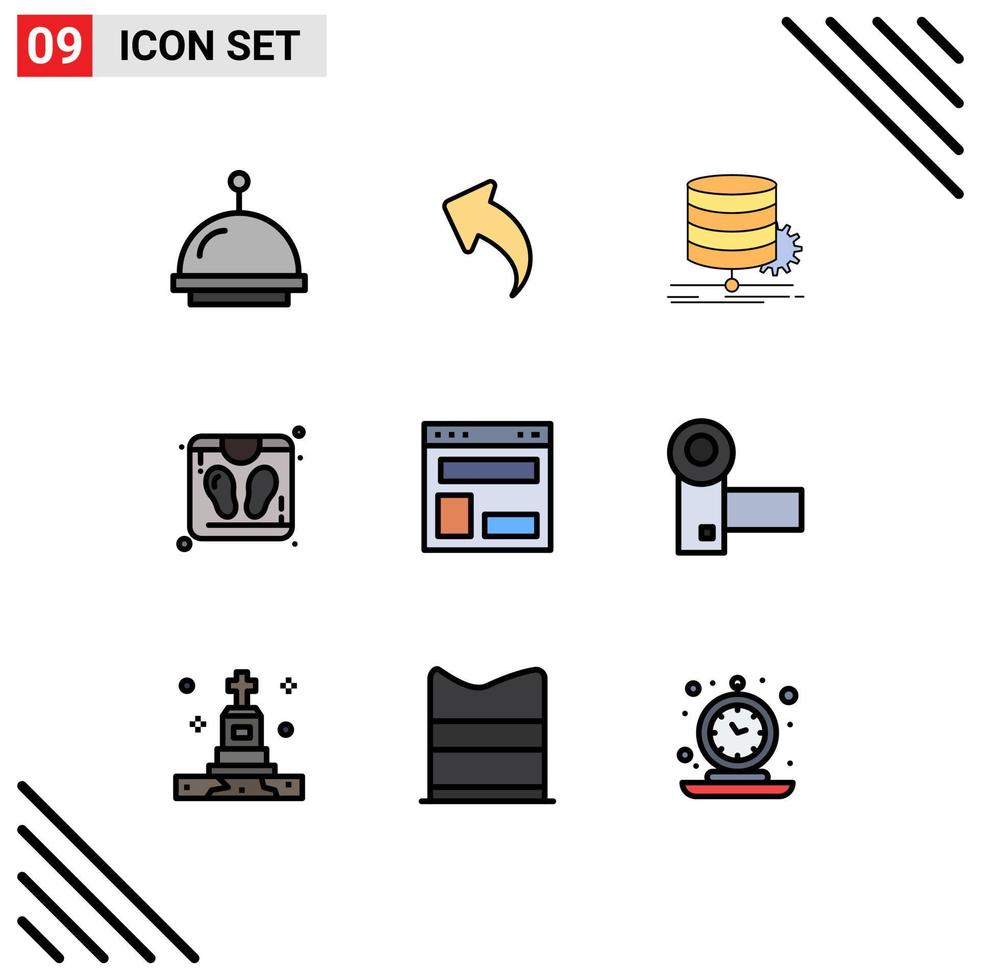 Aktienvektor-Icon-Pack mit 9 Zeilenzeichen und Symbolen für Weblayout Blog-Layout-Diagramm Saunawaage im Badezimmer editierbare Vektordesign-Elemente vektor