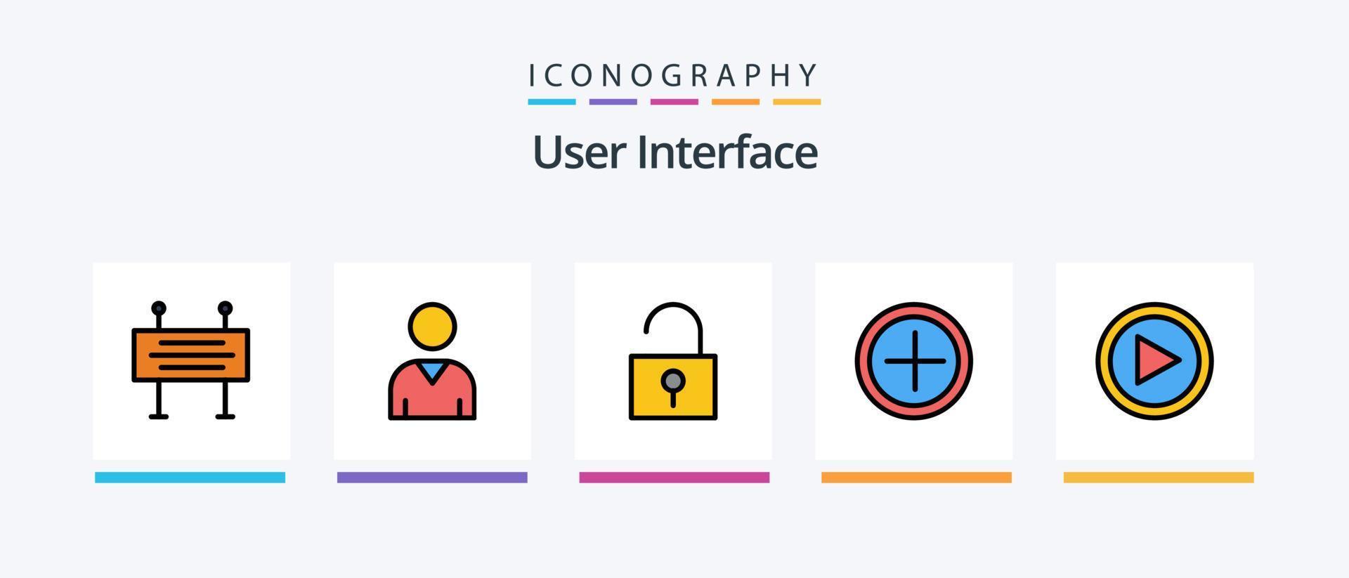 användare gränssnitt linje fylld 5 ikon packa Inklusive väska. Karta. användare. plats. under konstruktion barriär. kreativ ikoner design vektor