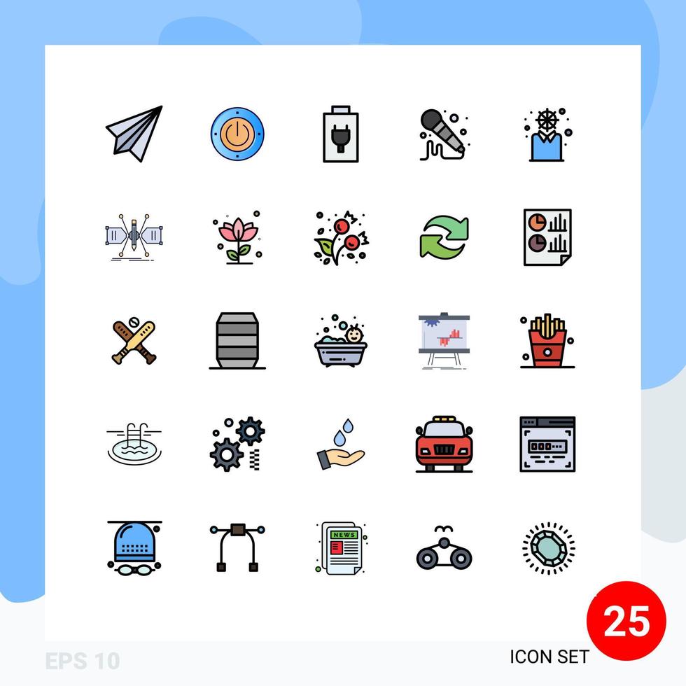 uppsättning av 25 modern ui ikoner symboler tecken för modern företag datoranvändning ljud mic redigerbar vektor design element