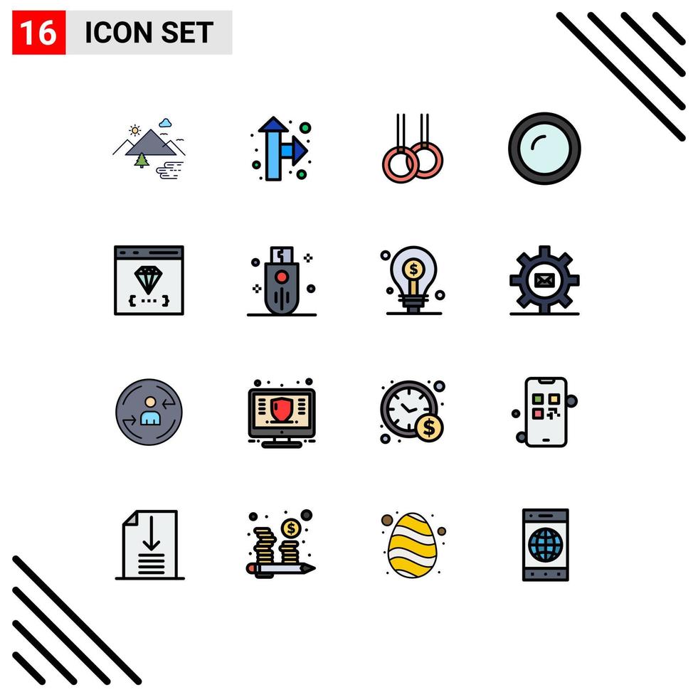 modern uppsättning av 16 platt Färg fylld rader pictograph av browser kök atletisk hushåll matlagning redigerbar kreativ vektor design element