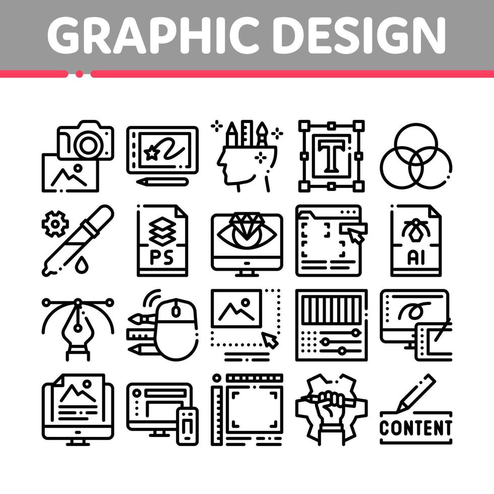 grafisk design och kreativitet ikoner uppsättning vektor