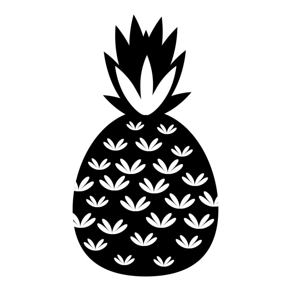 svart ananas ikon tecknad serie vektor. tropisk frukt vektor