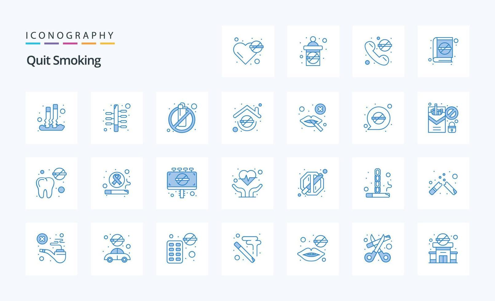 25 sluta rökning blå ikon packa vektor