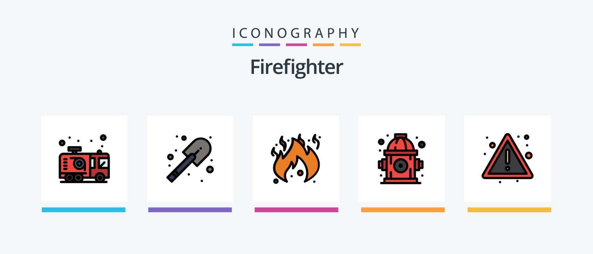 Feuerwehrlinie gefüllt 5 Icon Pack inklusive Tasche. Straße. Alarm. Boje. Aufmerksamkeit. kreatives Symboldesign vektor