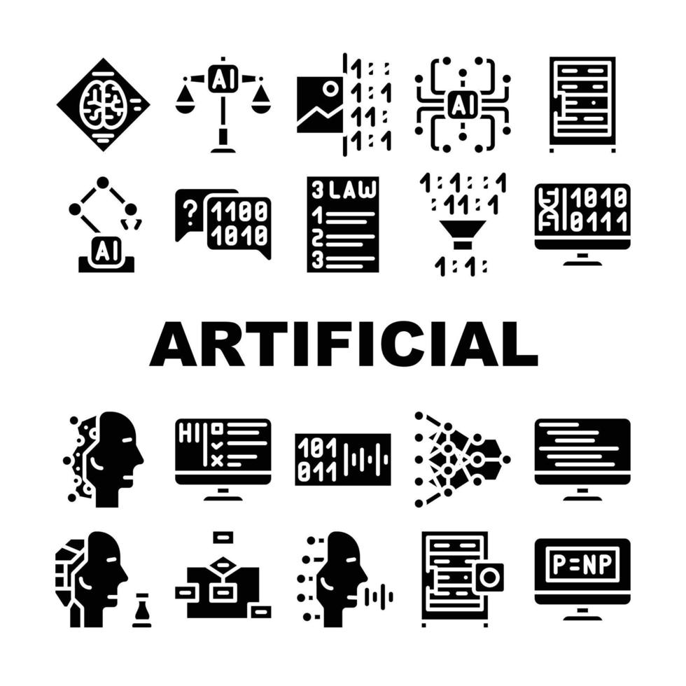 artificiell intelligens system ikoner som isolerade illustration vektor