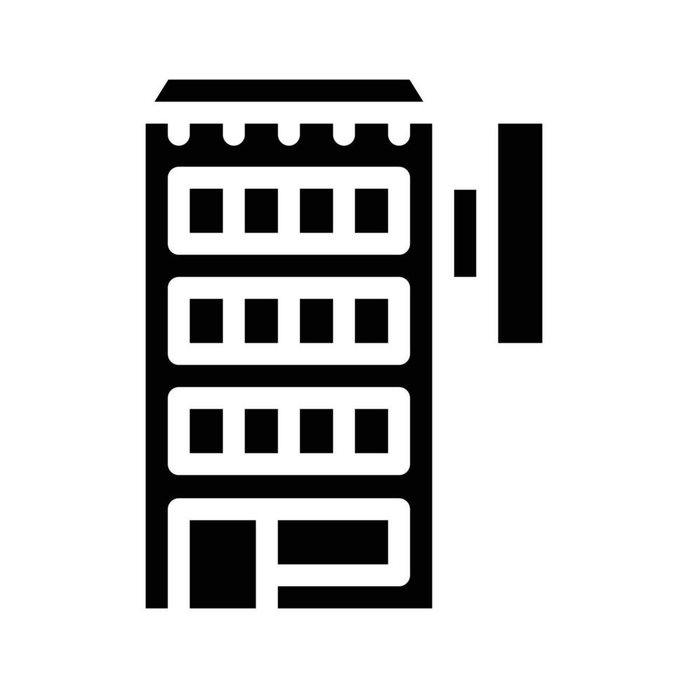 Hotelgebäude Glyphen-Symbol Vektor schwarze Illustration