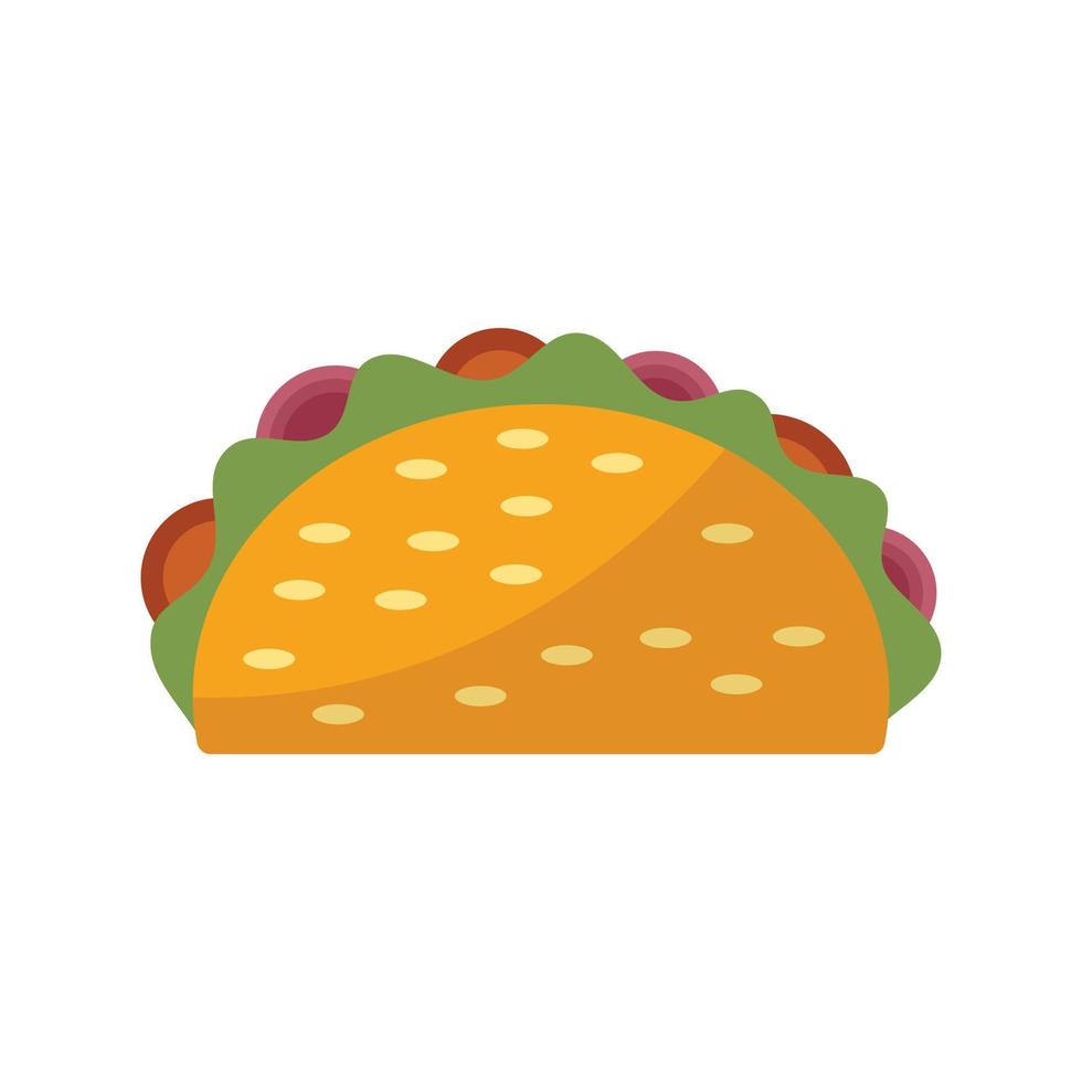 Flacher Vektor der Abendessen-Taco-Ikone. Tacos-Menü