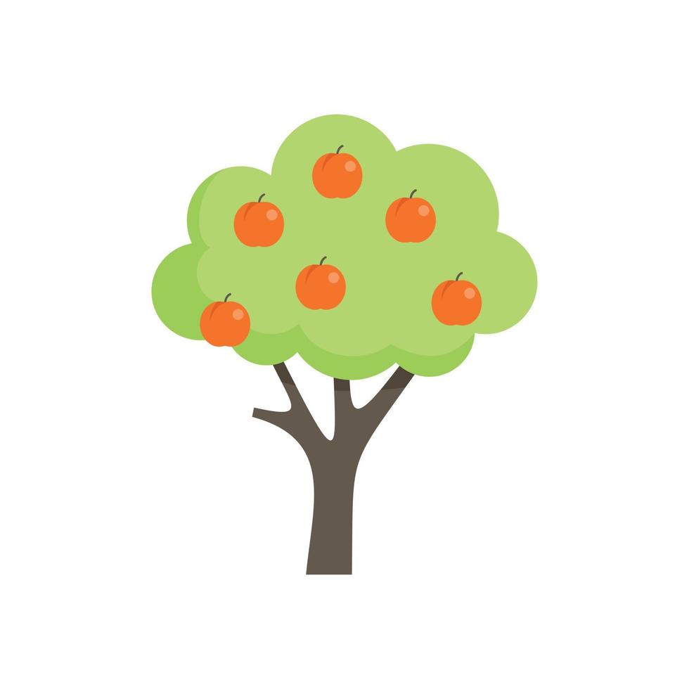 persika frukt träd ikon platt vektor. trädgård växt vektor