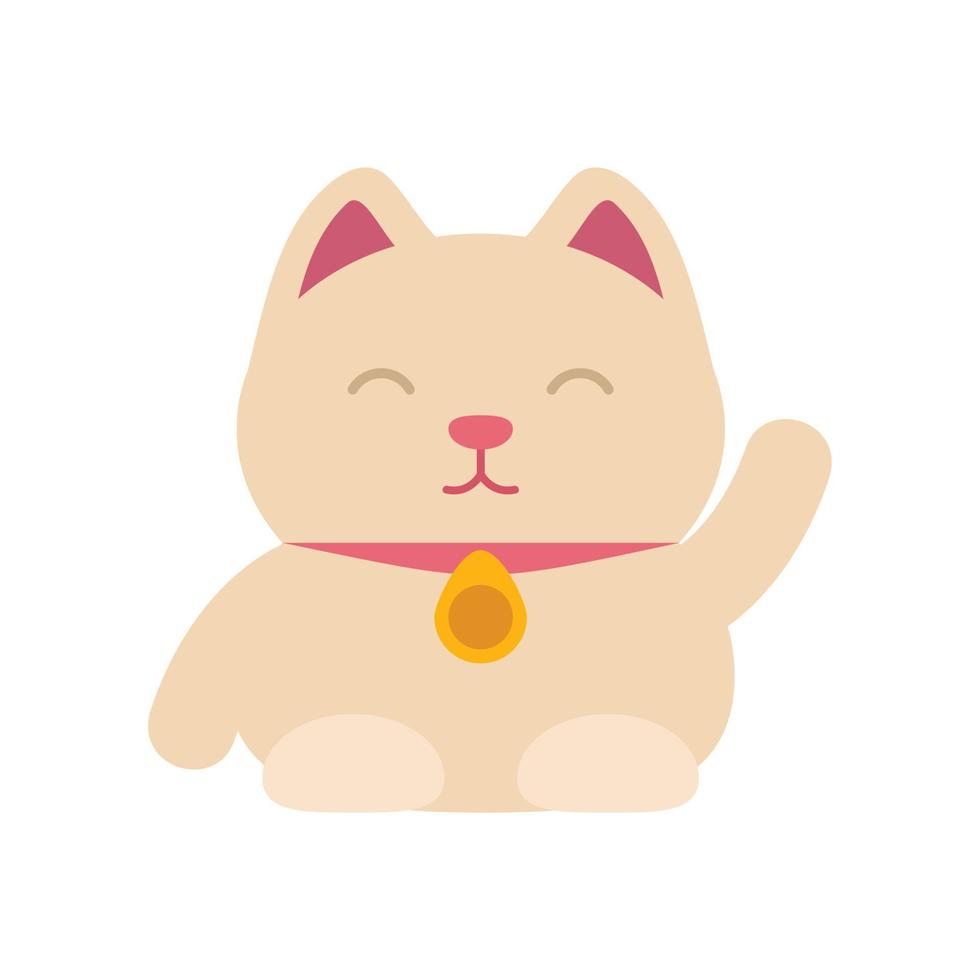 gute glückliche Katze Symbol flacher Vektor. neko japan vektor