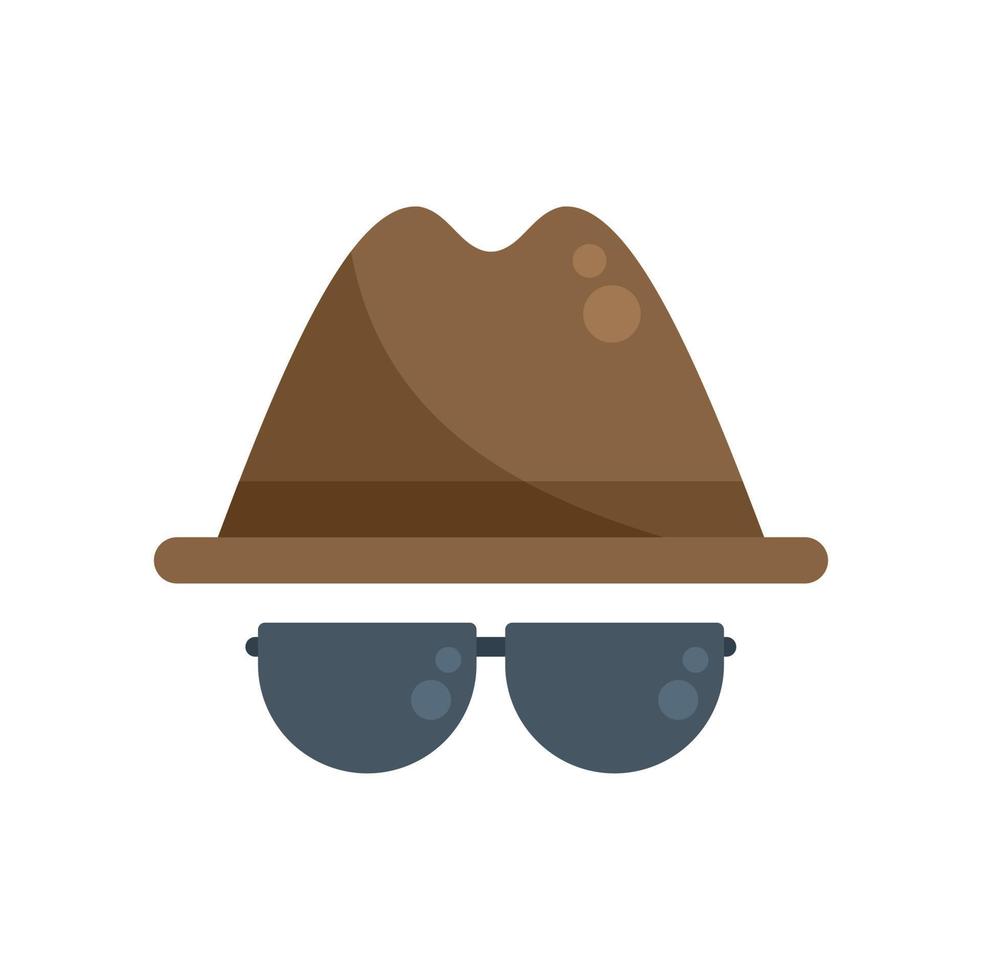 ombud hatt och glasögon ikon platt vektor. hemlighet service vektor
