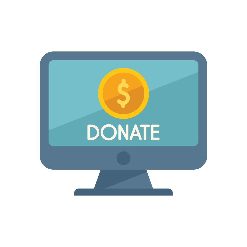 Spenden Sie den flachen Vektor des Online-Monitorsymbols. Wohltätigkeitshilfe