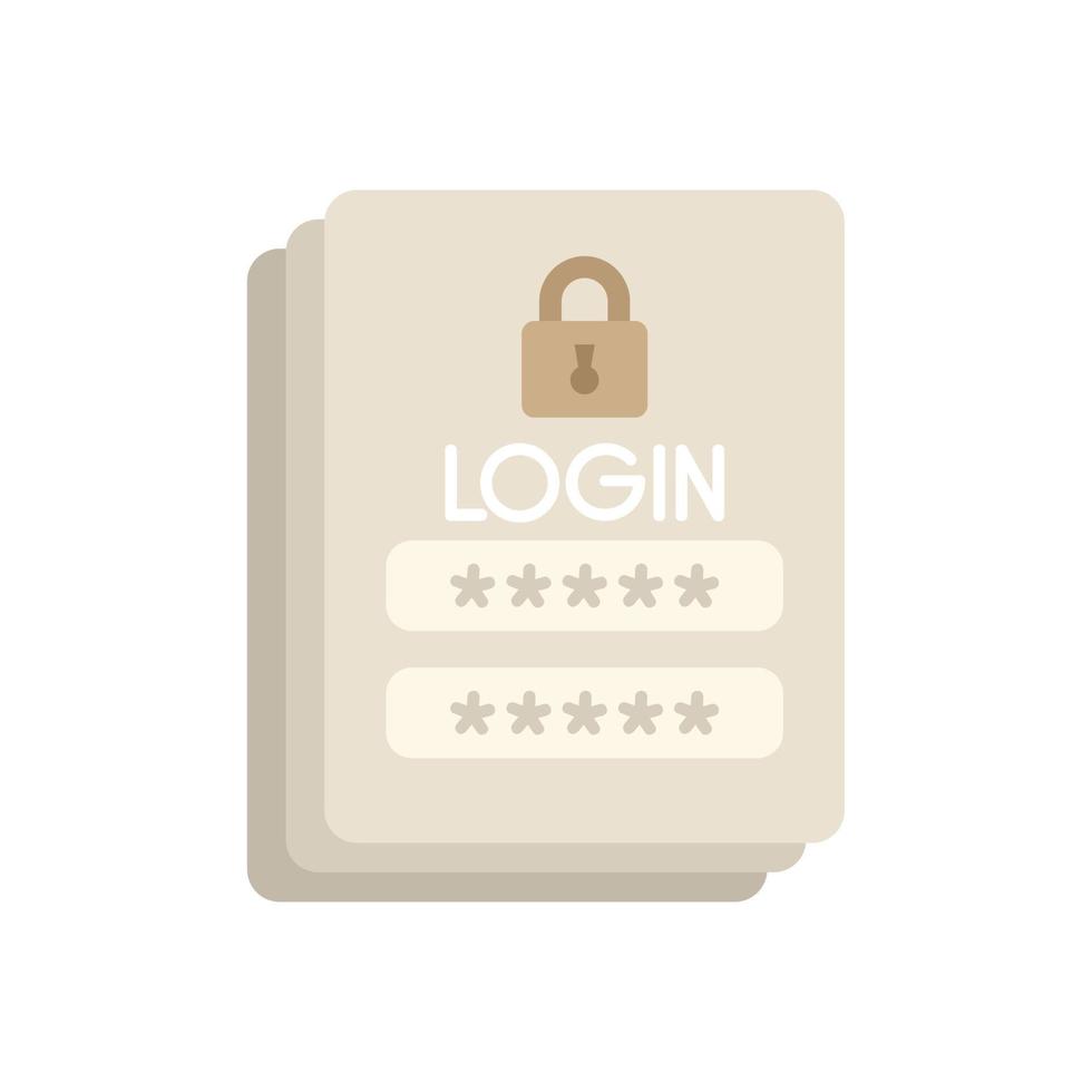 Login-Passwort-Symbol flacher Vektor. Seitenprotokoll vektor