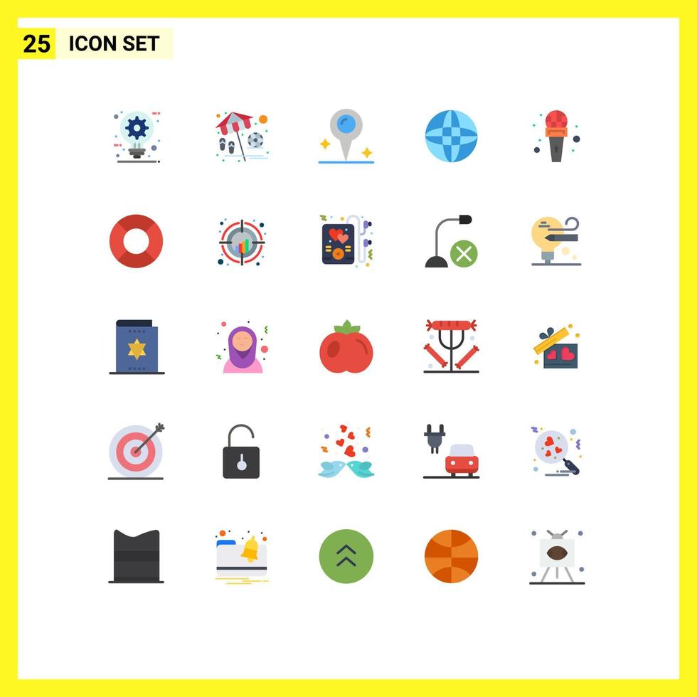 uppsättning av 25 modern ui ikoner symboler tecken för Nyheter mic spela värld klot redigerbar vektor design element