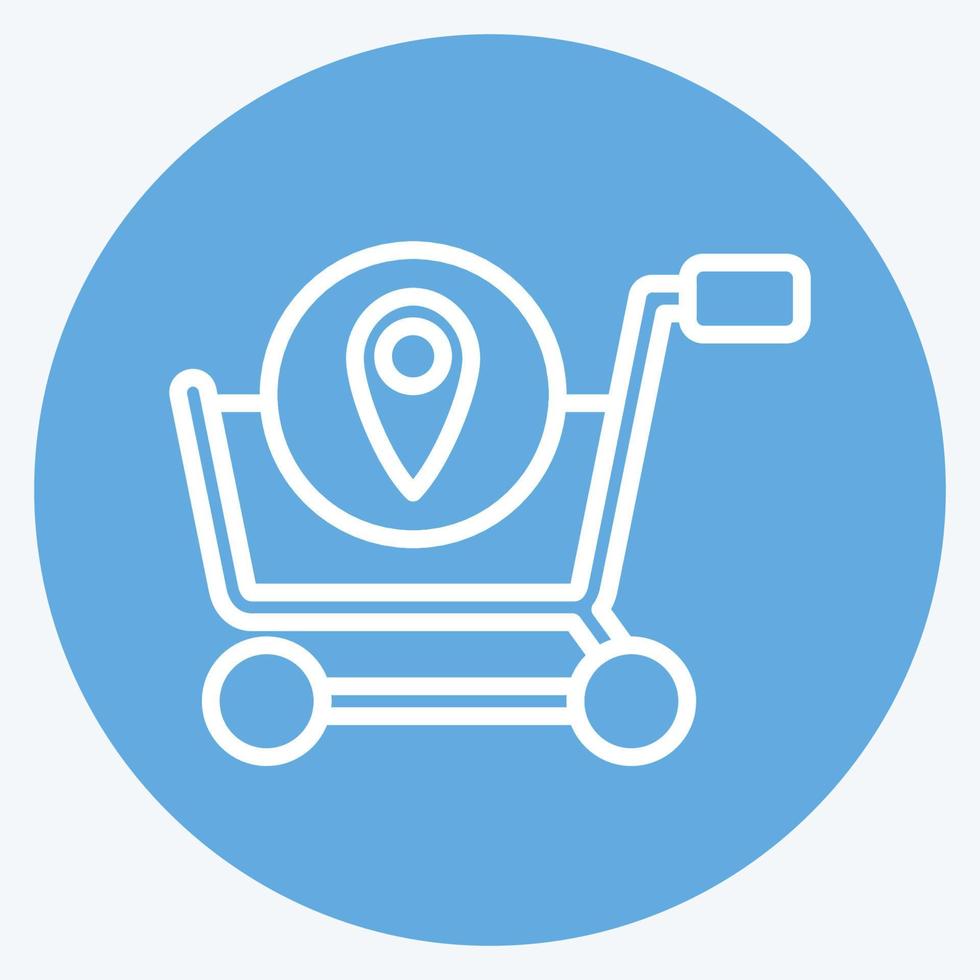 Standort des Icon-Shops. im Zusammenhang mit dem Online-Shop-Symbol. blaue augen stil. einfache Abbildung. Laden vektor