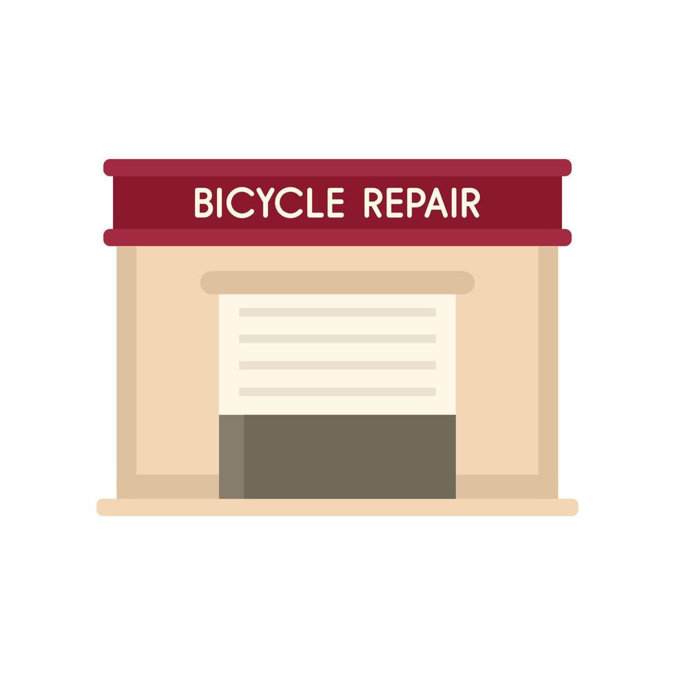 Flacher Vektor des Symbols für Fahrradreparaturgarage. Fahrrad reparieren