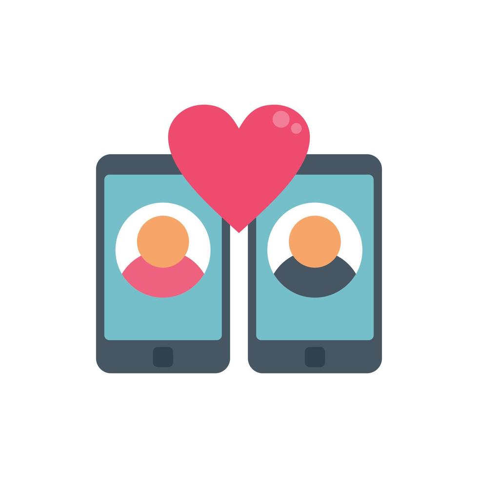 flacher Vektor des Online-Smartphone-Dating-Symbols. Internet-Telefon
