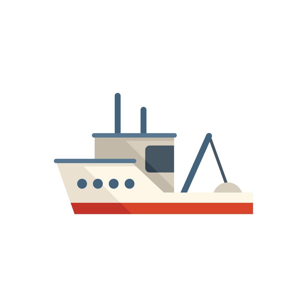 Fischboot Symbol flachen Vektor zu fangen. Seeschiff