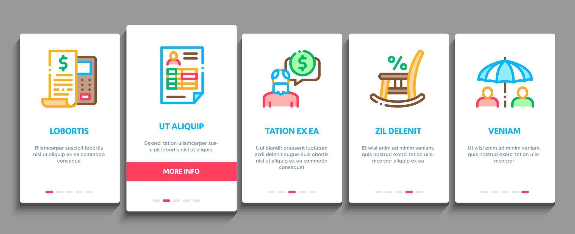 Rente Ruhestand Onboarding Elemente Symbole Set Vektor