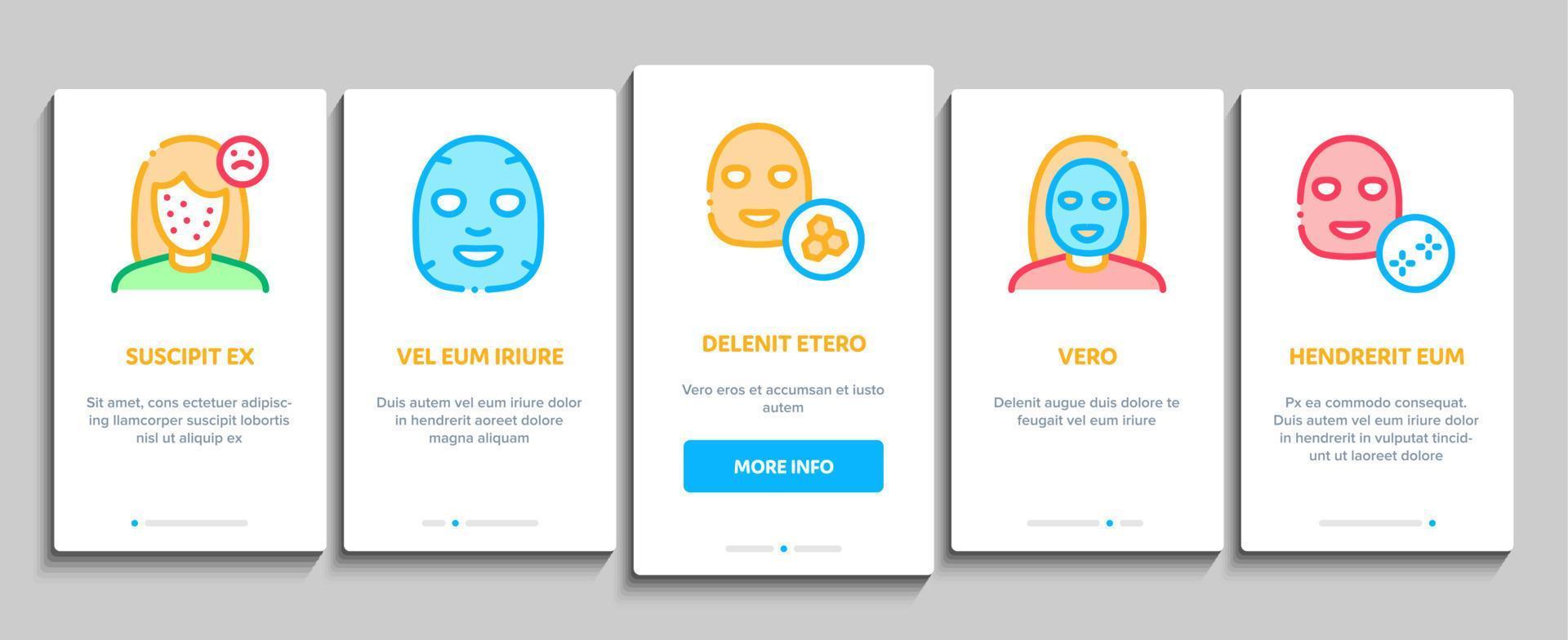 ansiktsbehandling mask sjukvård onboarding element ikoner uppsättning vektor