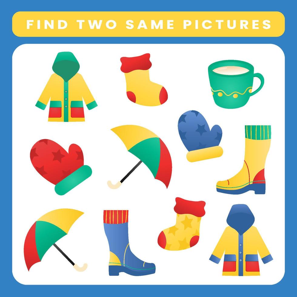 Lernspiel für Kinder finden zwei gleiche Bilder vektor