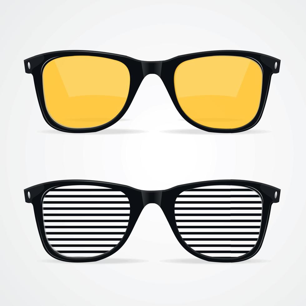 realistisches detailliertes 3D-Sonnenbrillen-Set. Vektor