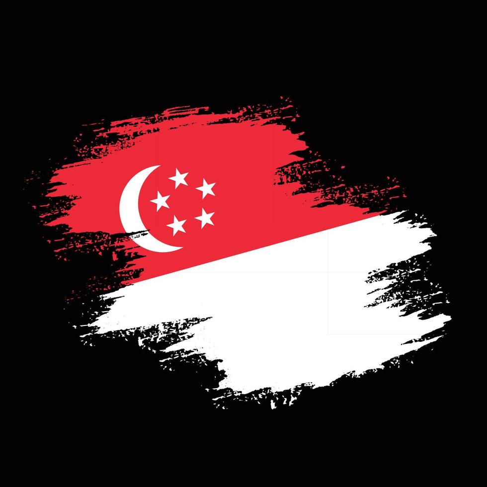 Neuer Handpinsel Singapur-Flaggenvektor vektor