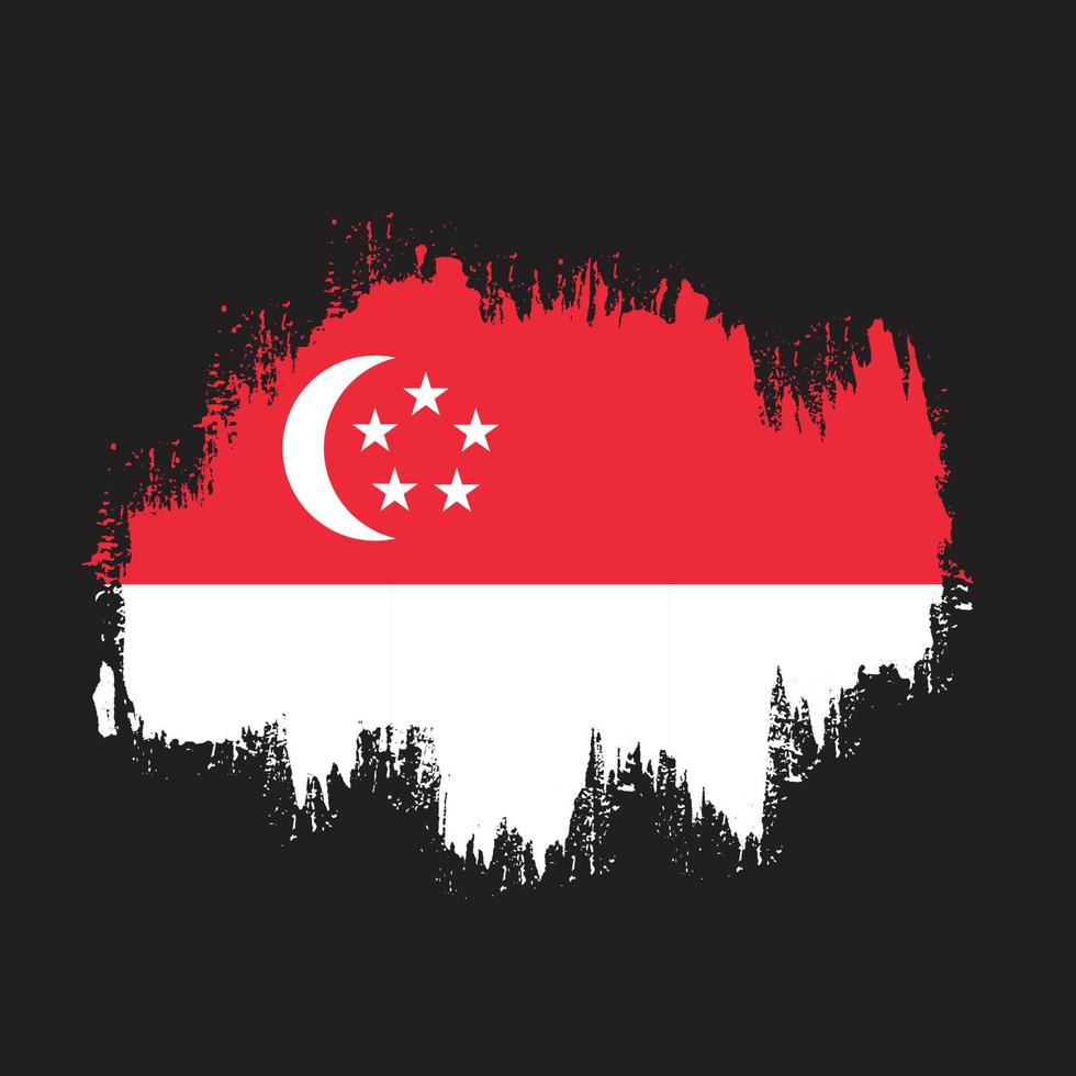 årgång grunge textur professionell singapore flagga vektor