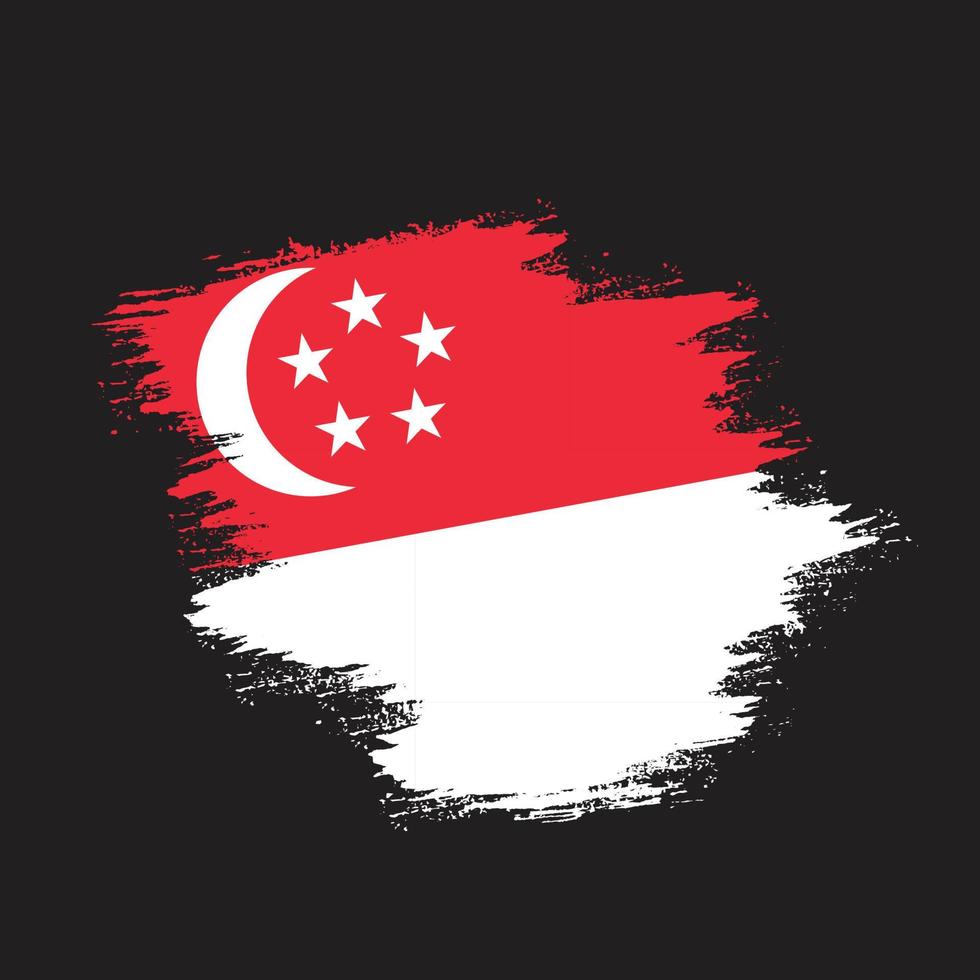 bedrövad årgång grunge textur singapore flagga vektor