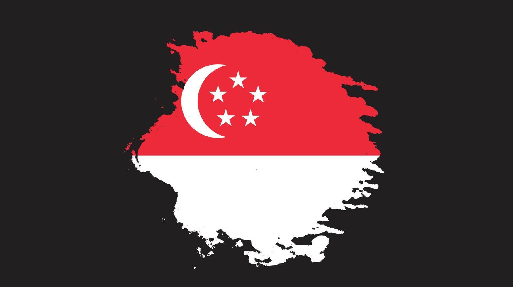 Pinselstrich Grunge Textur Singapur Flagge Vektor