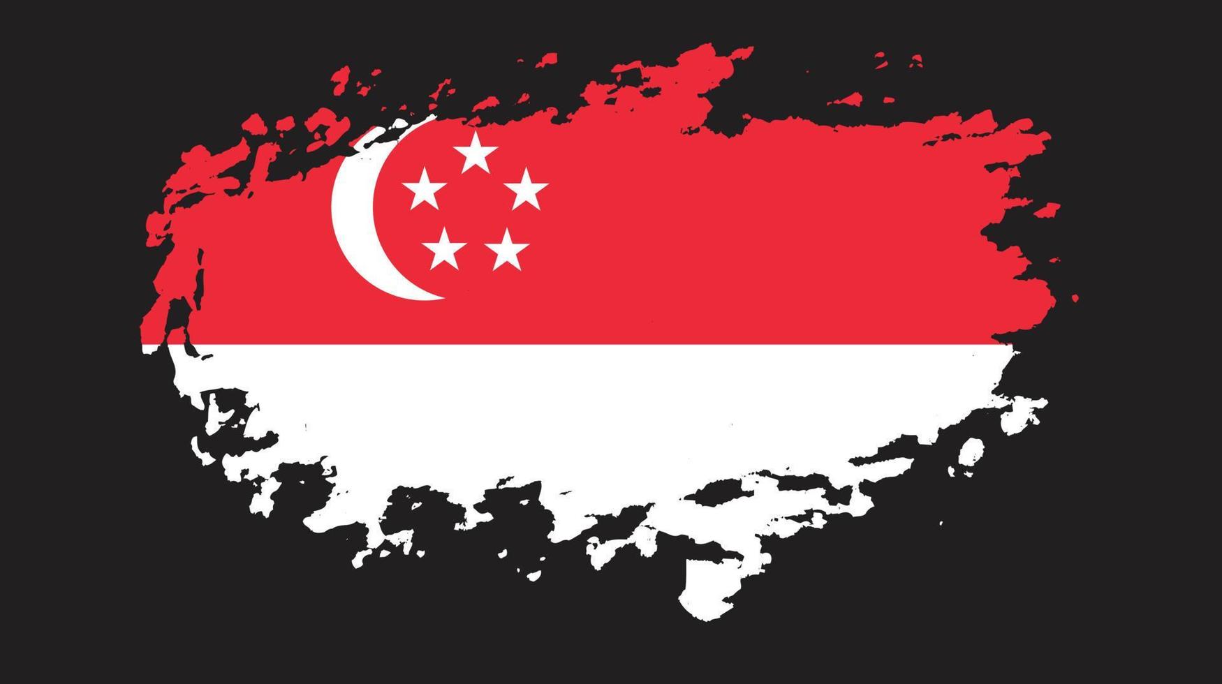 Pinselstrich Grunge Textur Singapur Flagge Vektor