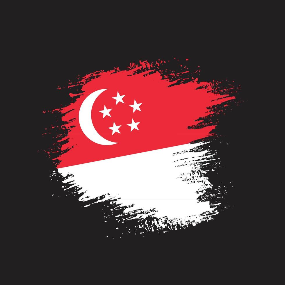 Vektor-Grunge-Pinselstrich Singapur-Flaggenvektor vektor
