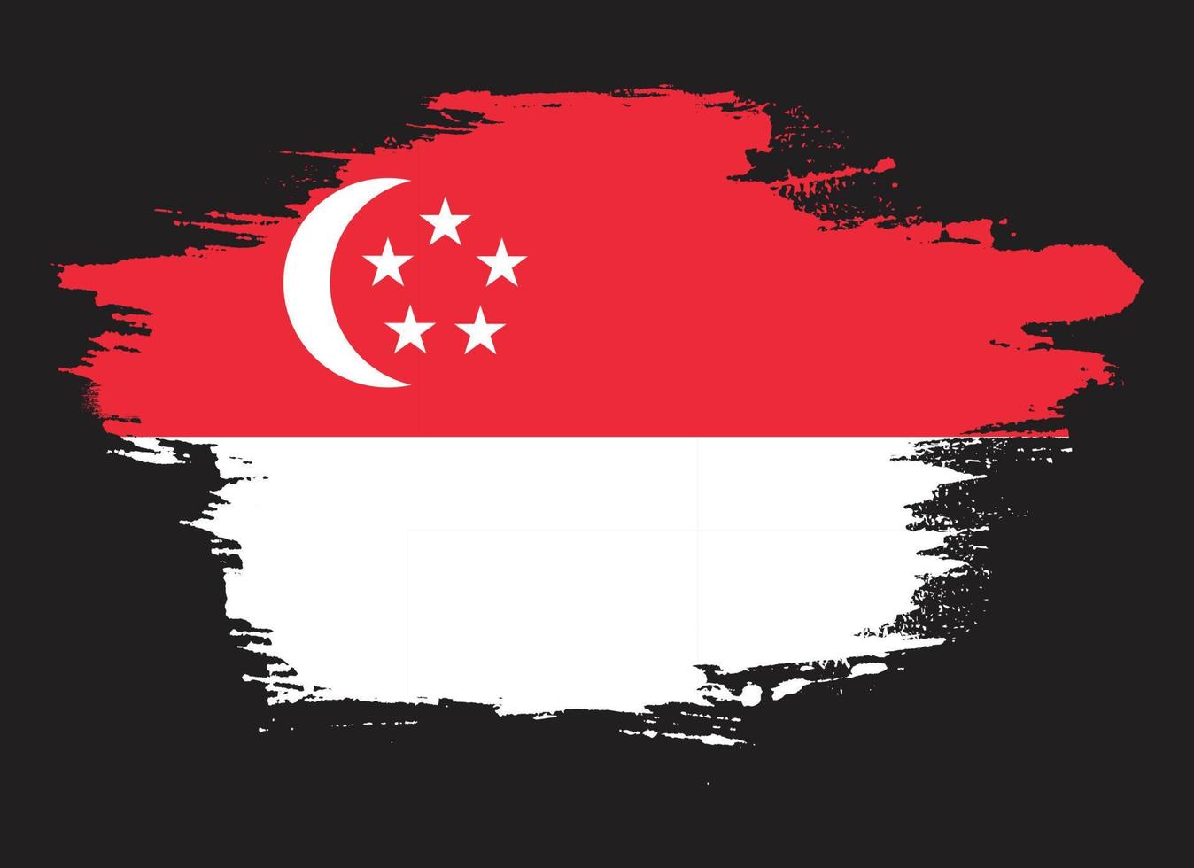 Streifenpinselstrich Singapur-Flaggenvektor vektor